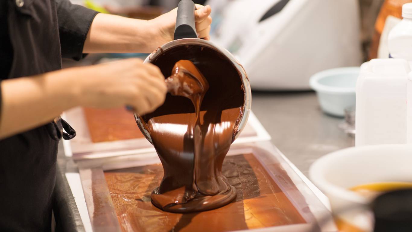 Chocolate being made