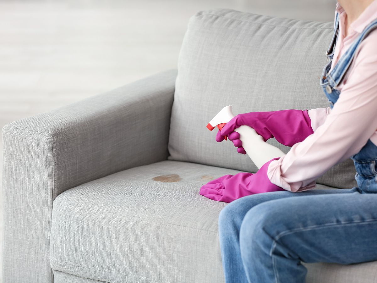 Cleaning a stain on a couch