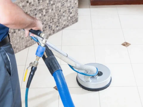 Professionally Cleaning tiles and grout