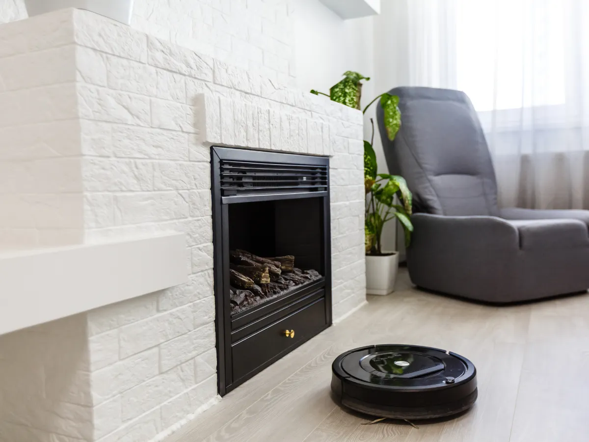 Robotic Vacuum on Floorboards