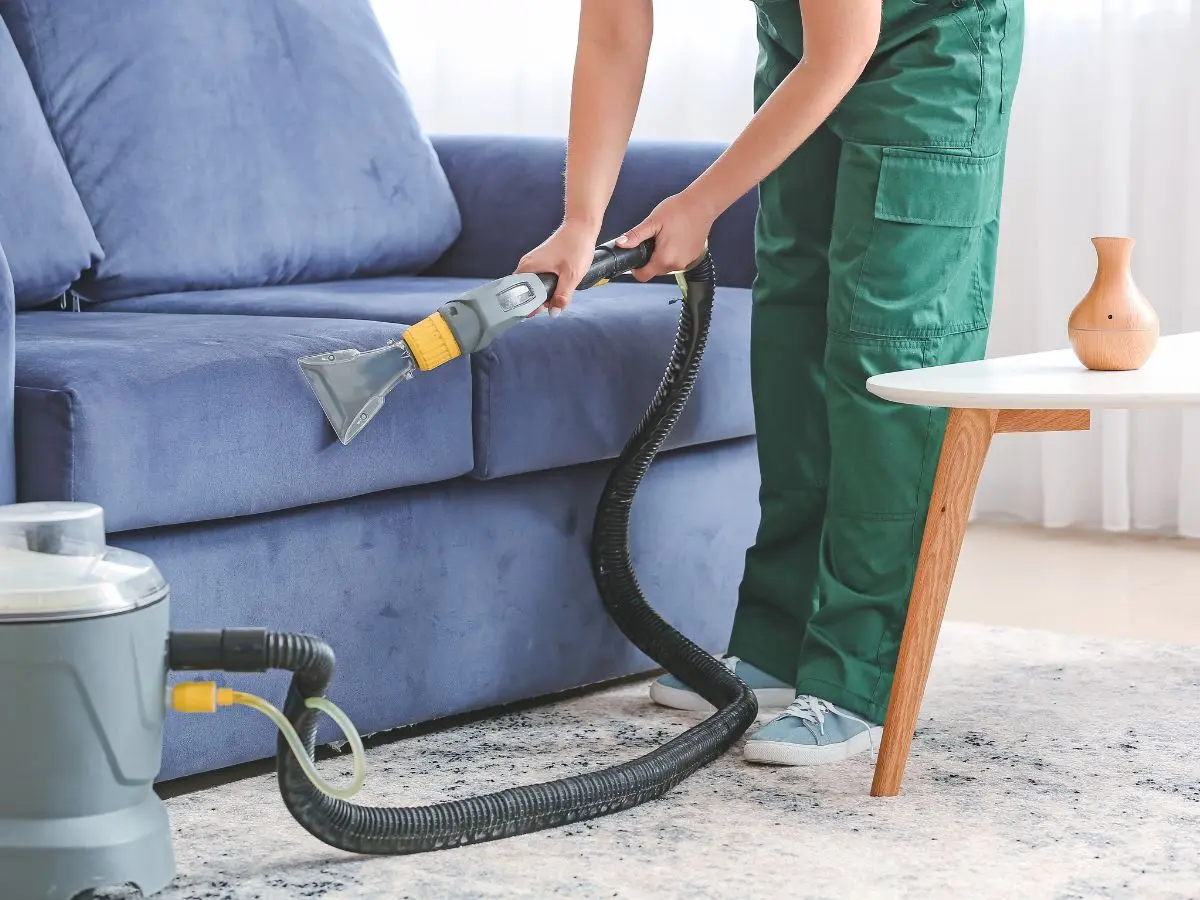 Steam cleaning fabric couch